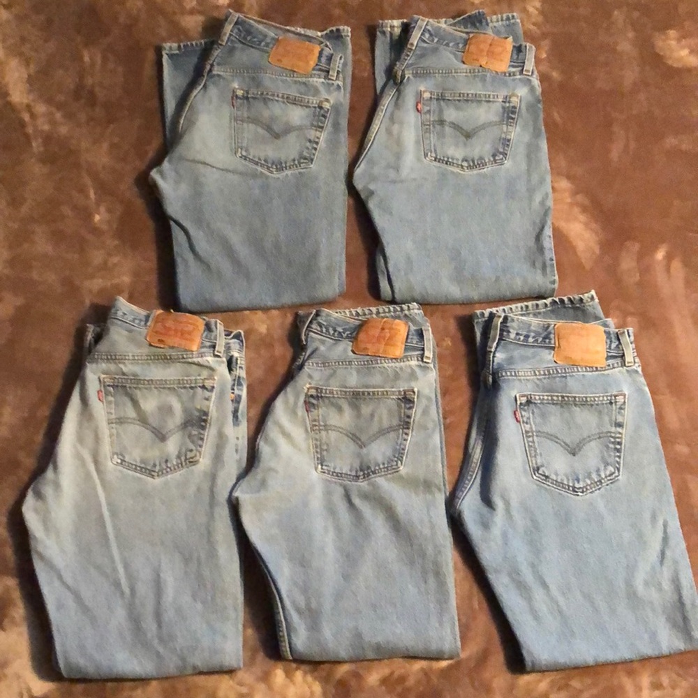 VINTAGE 501 Levi’s (1997, 1999, & 2001) red tag Jeans (lot of 5) | 34 x 32